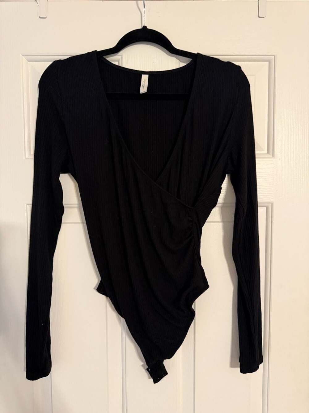 Gentle Fawn Black Long Sleeve Wrap Front Bodysuit